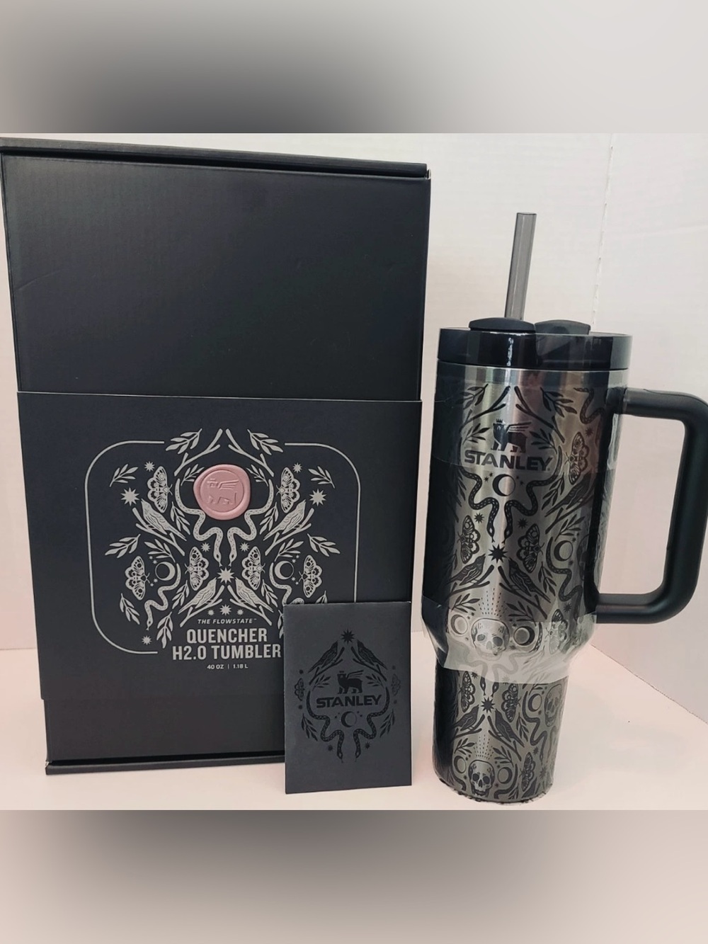 Stanley Cup Deadly Damask 40 oz Quencher H2.0 Tumbler - Black NIB